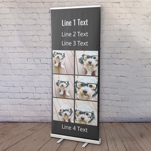 6 Square Photo Collage with Custom Text Retractable Banner