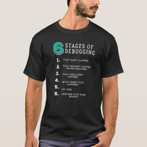 6 Stages of Debugging  Bug Coding Computer Program T_Shirt