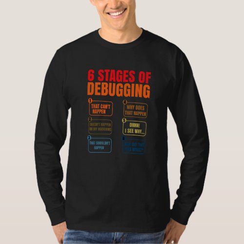 6 Stages Of Debugging Coder Programmer Software De T_Shirt