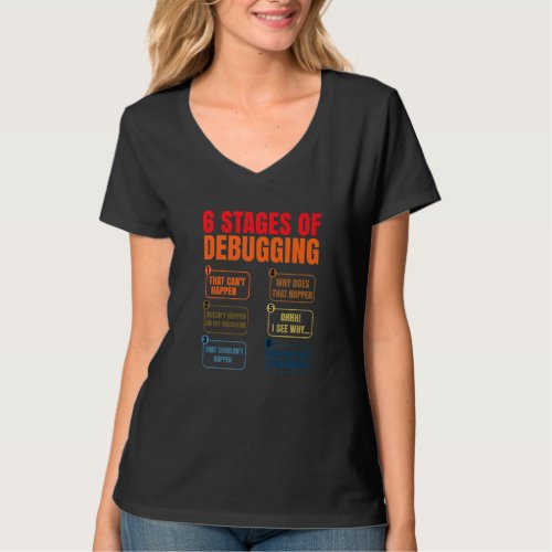 6 Stages Of Debugging Coder Programmer Software De T_Shirt