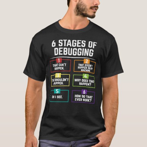 6 Stages Of Debugging Computer Programming  Essent T_Shirt