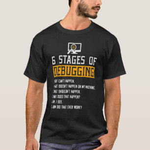 6 Stages Of Debugging Software Script Html Network T-Shirt