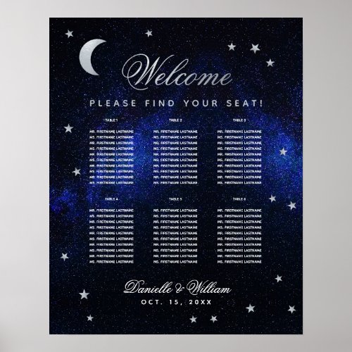 6 Table Celestial Wedding Stars Moon Seating Chart