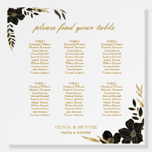 6 Table Elegant Black and White Wedding Seating Foam Board