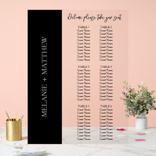 6 Table  Elegant Modern Wedding Seating Chart