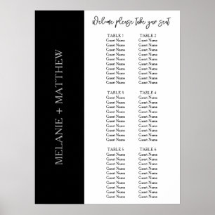 6 Table Elegant Modern Wedding Seating Chart