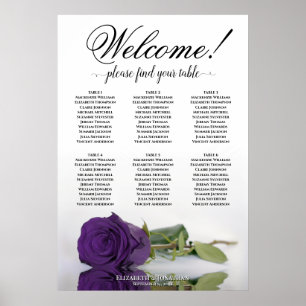6 Table Elegant Royal Purple Rose Seating Chart
