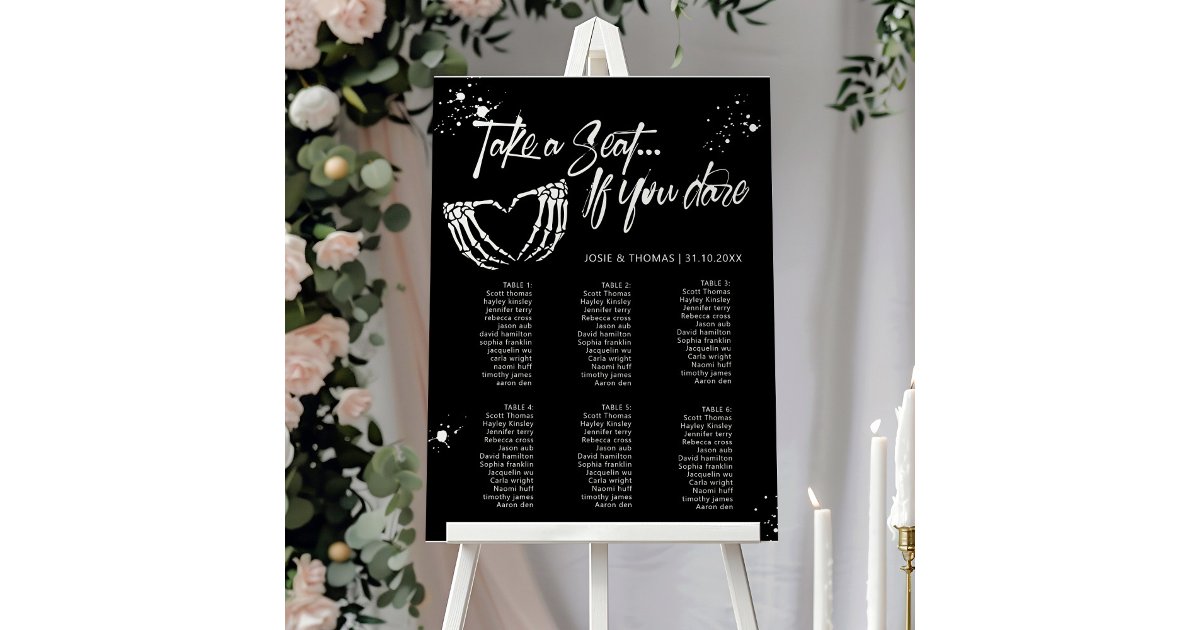 6 table Grunge Halloween Wedding Seating Plan Foam Board | Zazzle