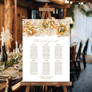 6 Table Orange Floral Wedding Seating Chart Foam Board