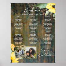6 Table Rustic Wood SUNFLOWERS PHOTO SEATING