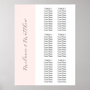 6 Table Simple Elegant Wedding Seating Chart