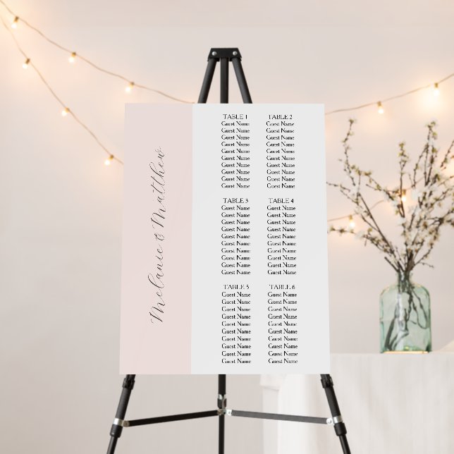 6 Table | Simple Elegant Wedding Seating Chart  Foam Board (In Situ (Stand))