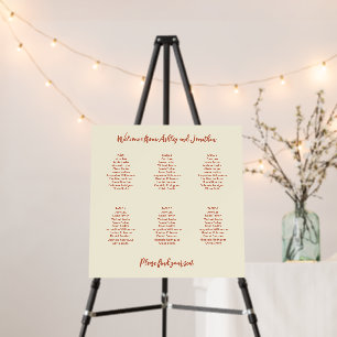 6 Table Terracotta Cream Ivory Seating Chart Foam Board