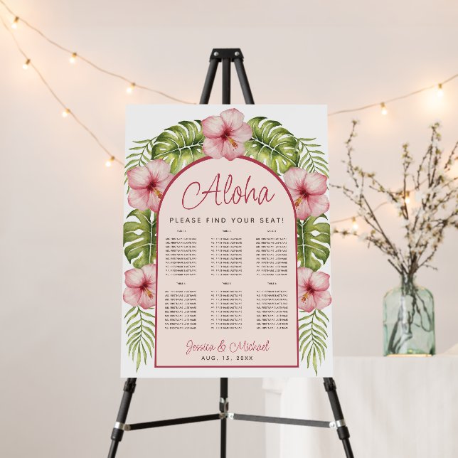 6 Table Tropical Seating Chart Hawaii Wedding Arch Foam Board (In Situ (Stand))