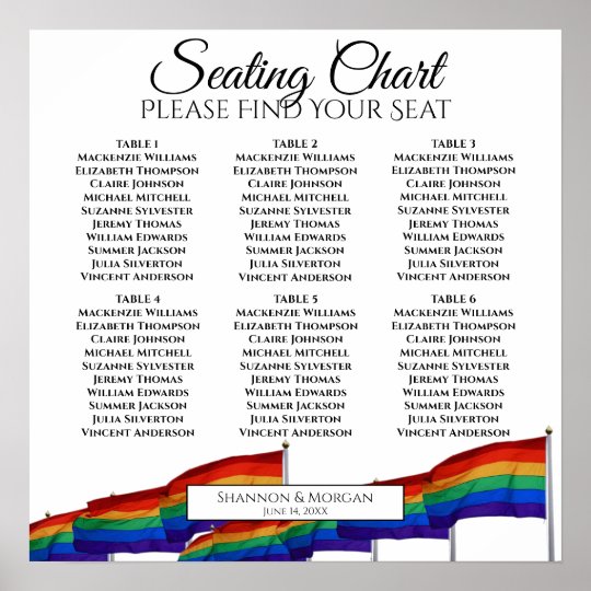 6-table-wedding-seating-chart-gay-pride-flags-zazzle