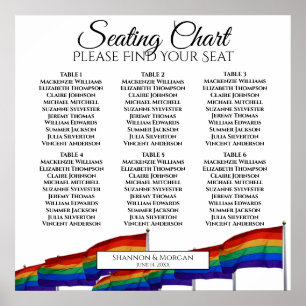 6 Table Wedding Seating Chart Gay Pride Flags