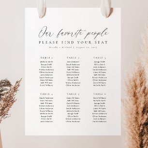 6 Tables Favorite People Acrylic Seating Chart