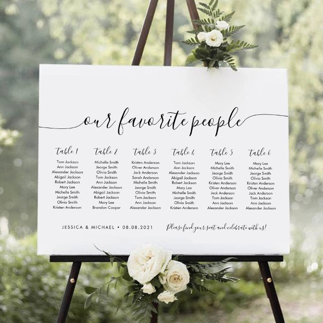 6 Tables Modern Our Favorite People Seating Chart Foam Board (Creator Uploaded)