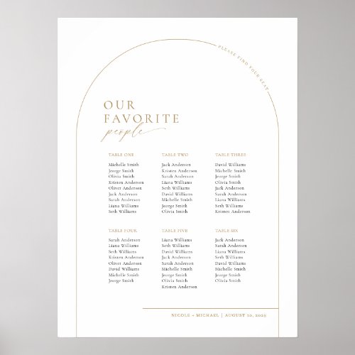 6 Tables Welcome Seating Chart