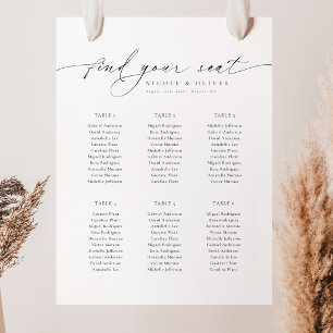 6 Tables Welcome Seating Chart Modern Script Foam Board
