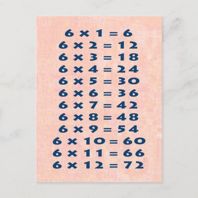#6 Times Table Postcard Fun Kids & Teacher (Front)