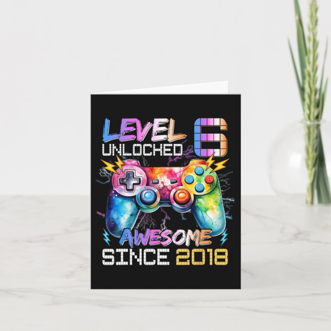 6 Unlocked Video Game 6th Birthday Gamer Boys Kids Card (Front)
