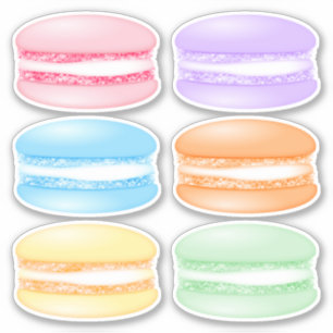6 varied color macarons sticker