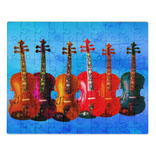 6 VIOLINS ON BLUE JIGSAW PUZZLE