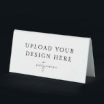 6" x 3" Small Plastic Table Tent Sign<br><div class="desc">Customize your design in Templett. After you are done editing,  download your file in a JPG format (don't forget to turn on the bleed option). Upload your design here by clicking on the blue "Personalize" button.</div>