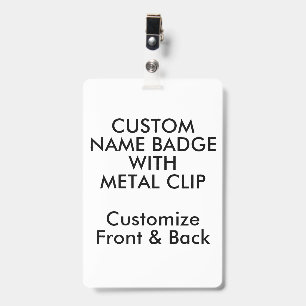 6" x 4" Custom Name Badge with Metal Clip Blank