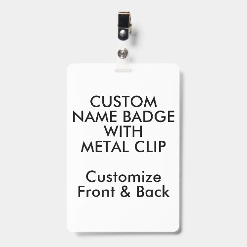 6" x 4" Custom Name Badge with Metal Clip Blank