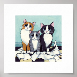 6" x 6"   Whimsical Cat Art   Naughty Kittens Poster