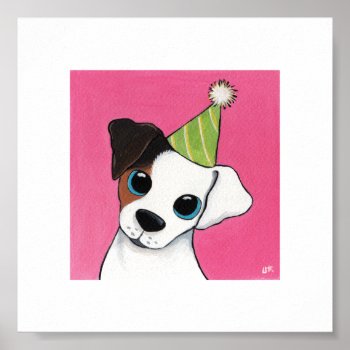 6" X 6" | Whimsical Dog Art | Party Puppy Poster by LisaMarieArt at Zazzle