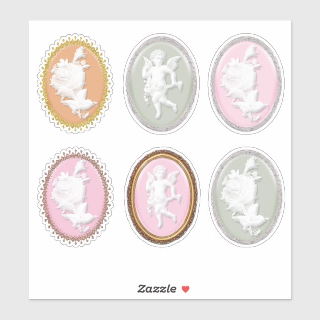 6 x Beautiful Scrapbooking Cardmaking Gifts Cameos Sticker (Sheet)