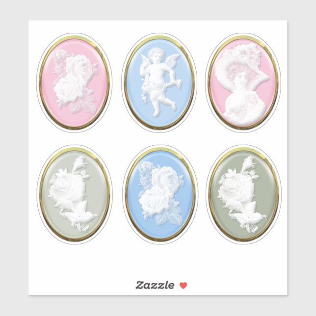 6 x Beautiful Scrapbooking Cardmaking Gifts Cameos Sticker (Sheet)