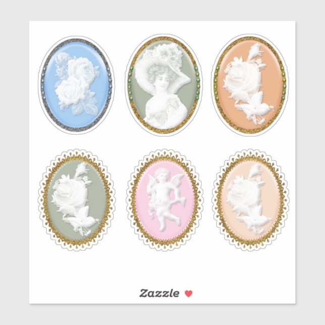 6 x Beautiful Scrapbooking Cardmaking Gifts Cameos Sticker (Sheet)