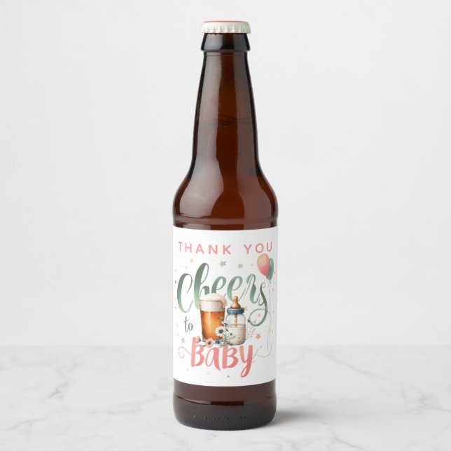 6 x COED Cheers to Baby is Brewing Beers Bottles Beer Bottle Label (Front)