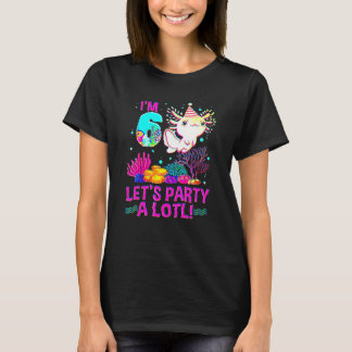 6 Year Old 6th Birthday Axolotl Boys Girls T-Shirt