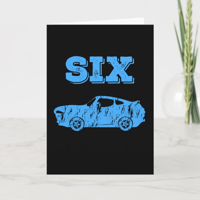 6 Year Old 6th Birthday Boy Muscle Car Card (Front)