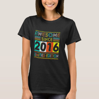 6 Year Old Awesome Since 2016 6th Birthday Retro T-Shirt