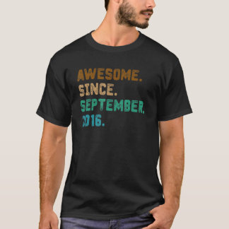 6 Year Old Awesome Since September 2016 6th Birth T-Shirt