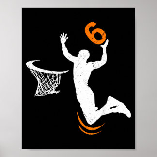 6 Year Old Basball Dunk 6th Birthday Party Boys Poster