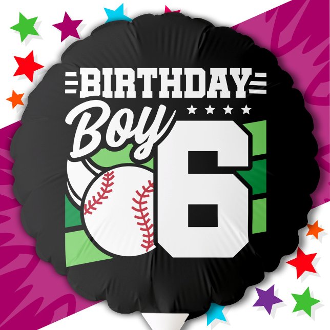 6 Year Old Baseball Party Theme 6th Birthday Boy Balloon (Creator Uploaded)