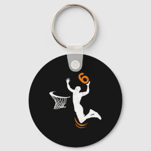 6 Year Old Basketball Dunk 6th Birthday Party Boys Keychain