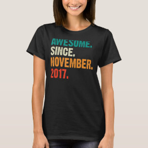 6 Year Old Boy 6th Birthday Awesome Since November T-Shirt