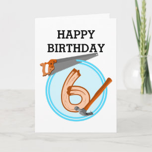 6 year old boy builder tools birthday design card