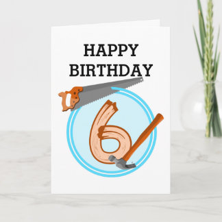 6 year old boy builder tools birthday design card