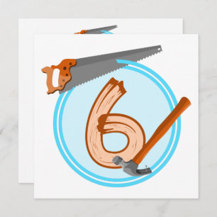 6 year old boy builder tools birthday design invitation