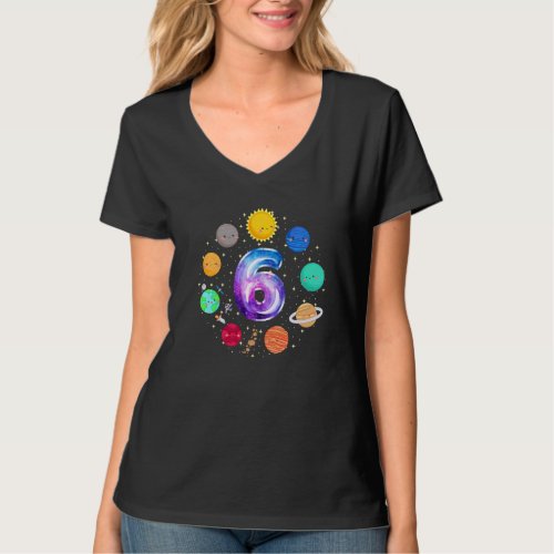 6 Year Old Boy Planets Space 6th Birthday Kids Pre T_Shirt