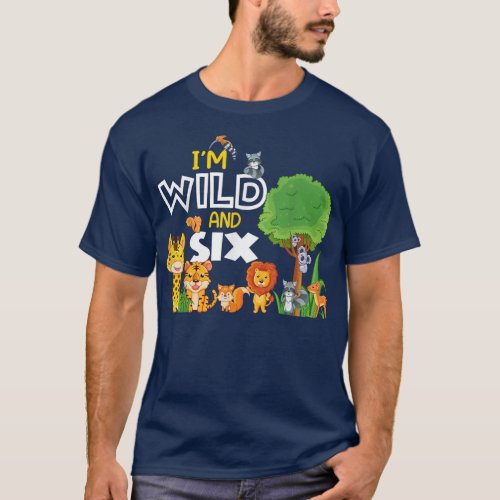 6 Year Old Boy Wild Animals Zoo Theme 6th Birthday T_Shirt